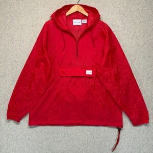 Vintage MKI Miyuki Zoku Mens Anorak Jacket Red 1/4 Zip Hooded Windbreaker L